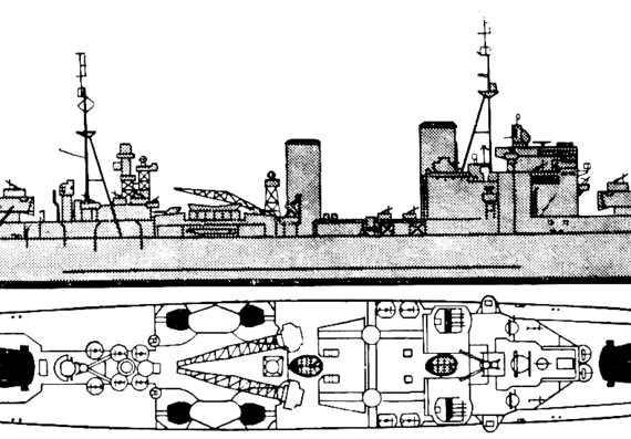 Крейсер HMS London 1941 [Heavy Cruiser] - чертежи, габариты, рисунки